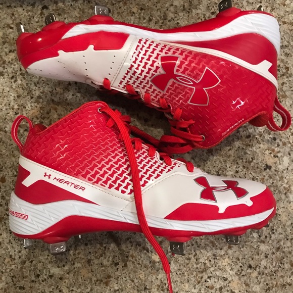 Under Armour “Heater” cleats - red / white - Picture 2 of 8